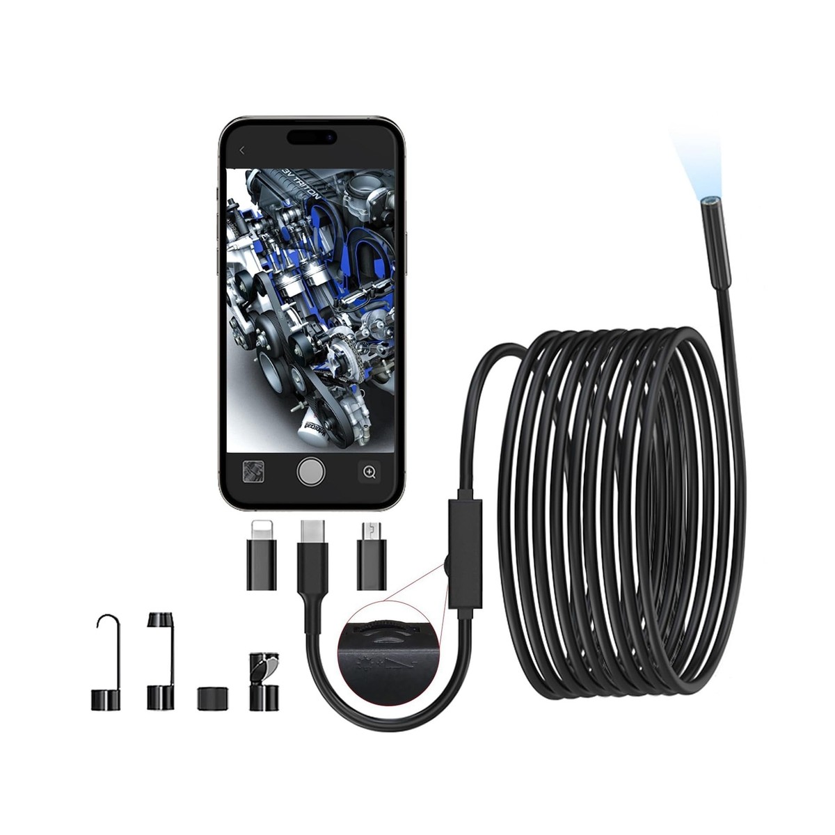 YOSAライトケープ JSE Endoscope Camera with Light, 16.4FT Waterproof Borescope 1920P