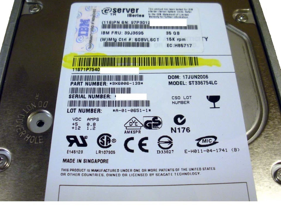 IBM 4326-9406 Hard Drive 35GB 15K SCSI 3.5in - Image 2 of 3