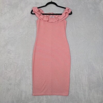 zara trafaluc bodycon dress Zara Trafaluc Womens Dress Size Small ~ Red White Striped Bodycon  Sleeveless
