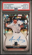 Jace Jung 2023 Bowman Chrome Atomic Refractor Auto 032/100 PSA Dual Gem Mint 10!