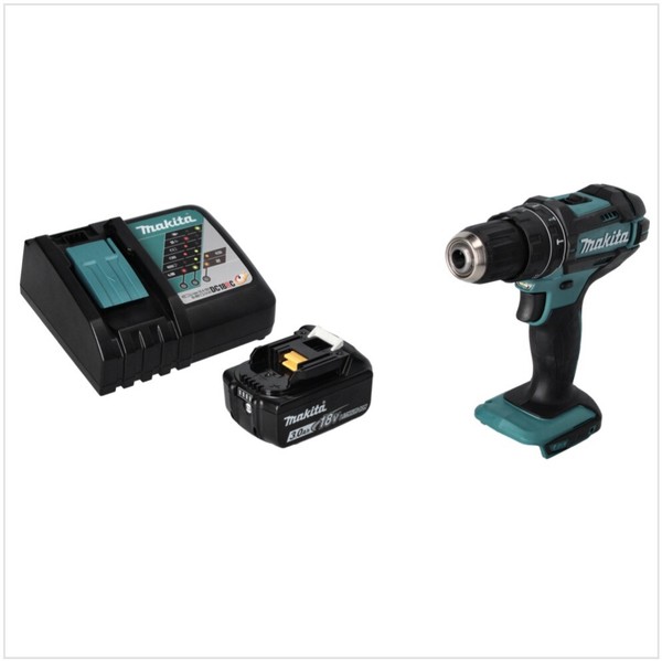 Makita Dhp 482 RF1 Akku Schlagbohrschrauber 18 V 62 Nm + 1X Akku 3,0 Ah + Lader-image