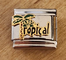 Tropical Palm Tree Italian Charm 9mm Bracelet Link Birthday gift