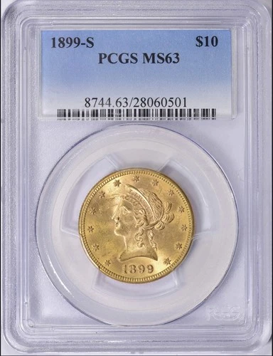 1899-S Gold Piece $10 Liberty Head PCGS MS-63 Certified Eagle Coin - Nice luster