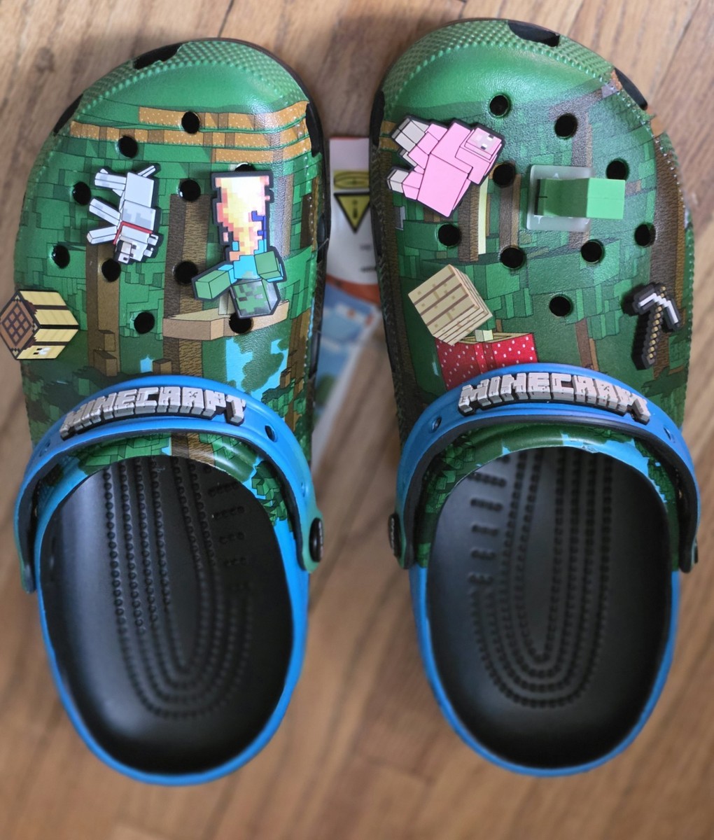 Crocs Minecraft Shoes Mens Size 8 Womens 10 Green Light Up  display picture 3