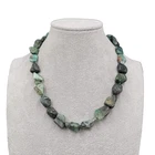 Vintage Emerald Natural Boulder Nugget Graduated Bead Necklace 14k Gold Clasp