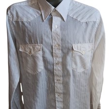 Men's Large Wrangler Vintage Cowboy Shirt 1970's 80s Western Button Button USA