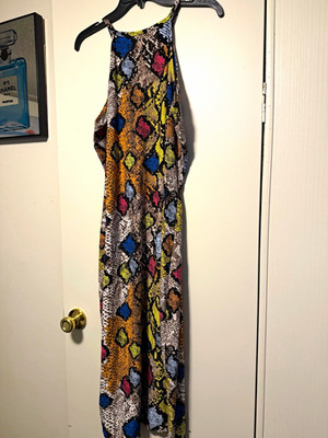 New Look Women s Plus 1X Multicolor Animal Print Halter Sleeveless Dress