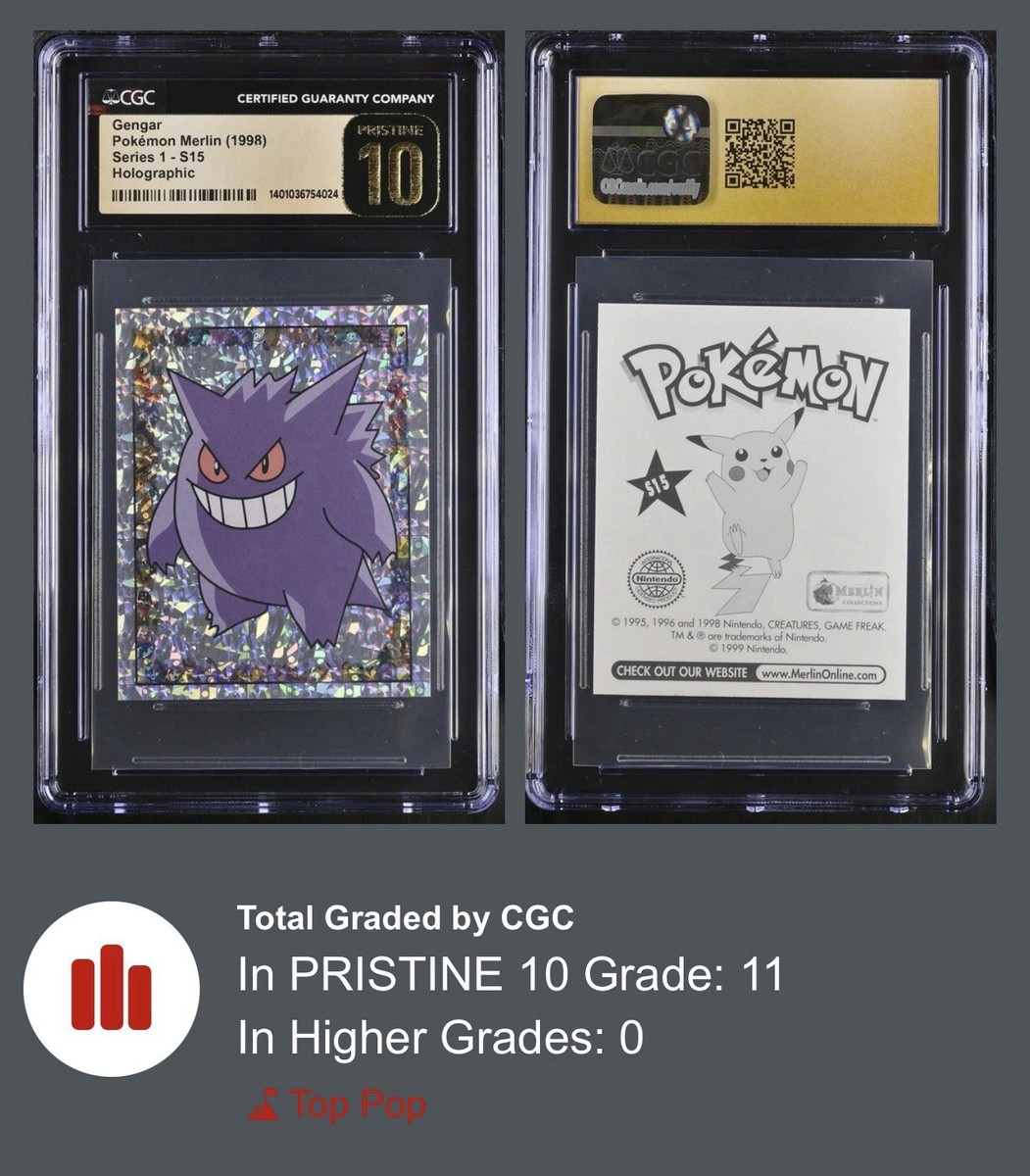 Pokémon 1998 Merlin Topps Series 1 Sticker S15 GENGAR CGC PRISTINE