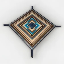 Vintage Earth Tone Ojo De Dios Eye Of God Mandala Woven Yarn Ethnic Folk Art