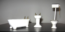 Dollhouse Bathroom Set Clawfoot Tub Sink Toilet Porcelain Miniature 1:12 Taiwan