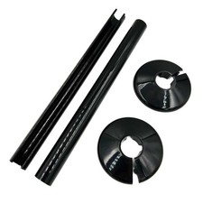 2 x Black Snappit Pipe Covers and Collars for Radiator Pipework