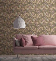 Florale Tapete Mit BlüTen & BläTtern Strukturiert Matt – Braun, Beige, Lila