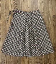 Vintage 1980  s 1970  s Simple A Line Plaid Cotton Skirt 28  Waist