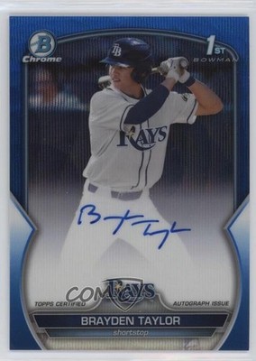 2023 Bowman Draft Chrome Prospect Blue Wave Refractor Brayden Taylor Auto 0i4k