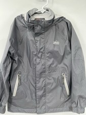 Rei Kids rain Jacket Boys Full Zip size small girls gray zip youth