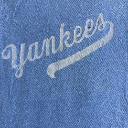 True Vtg 70s Russell Athletic T Shirt BOYS sz L Blue Yankees Logo Baseball Tee - Picture 4 of 12