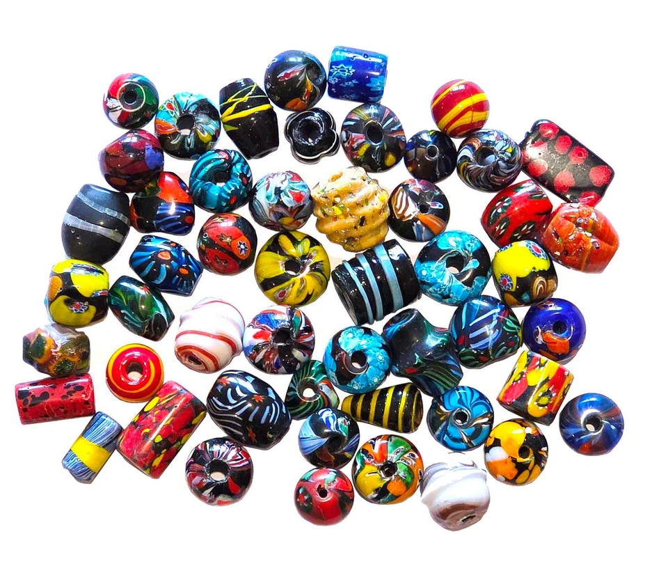 Millefiori Glasperlen Lampwork Große Perlen 500g Perlenset Perlenmischung Mix31 - Bild 4 von 4