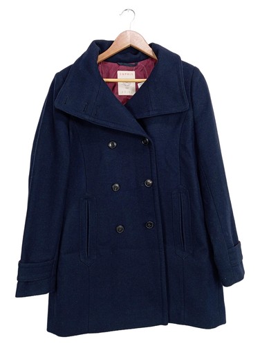 Manteau Mi-saison ESPRIT Pour Femme, Taille 34 EU, Bleu, Coupe Décontractée Avec Col Haut - En Laine Et Polyester