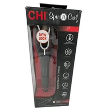 CHI Spin N Curl Ceramic Rotating Curler 1in Hair Styling Black Effortless
