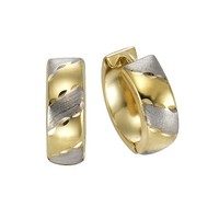 Fascination by Ellen K. Creolen 585 Gelbgold 14 Karat Bicolor Matt Diamantiert
