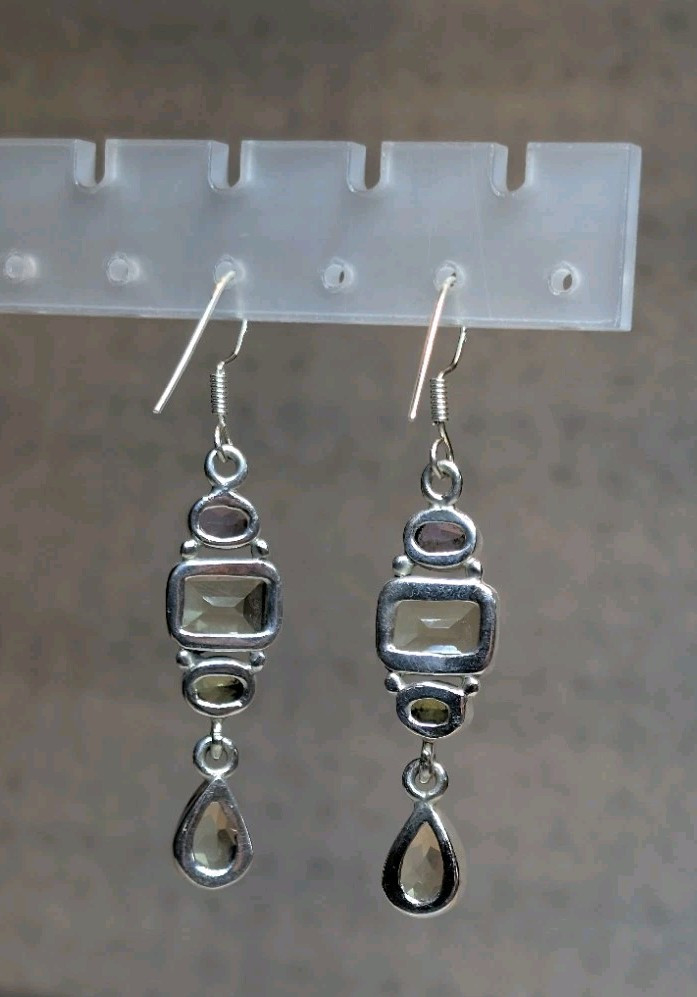 Beautiful Assorted Gemstone Dangle Earrings - image 4