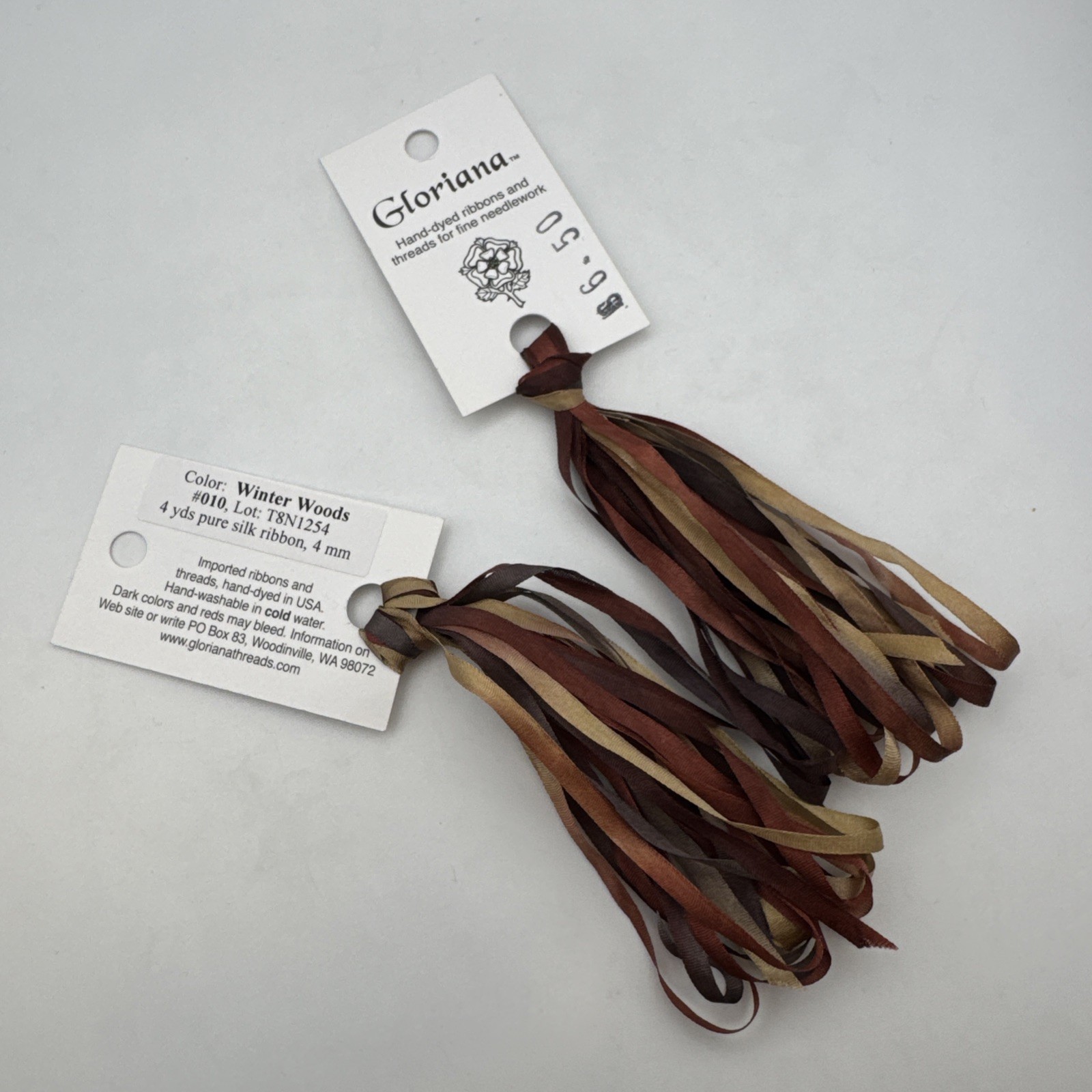 Gloriana Hand-dyed Silk Ribbon For Needlework: Winter Woods 