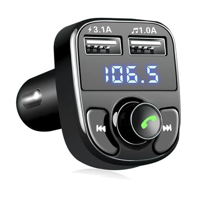 FM Transmitter, Bluetooth Wireless Auto Adapter Kit mit 2 USB Ports Schwarz