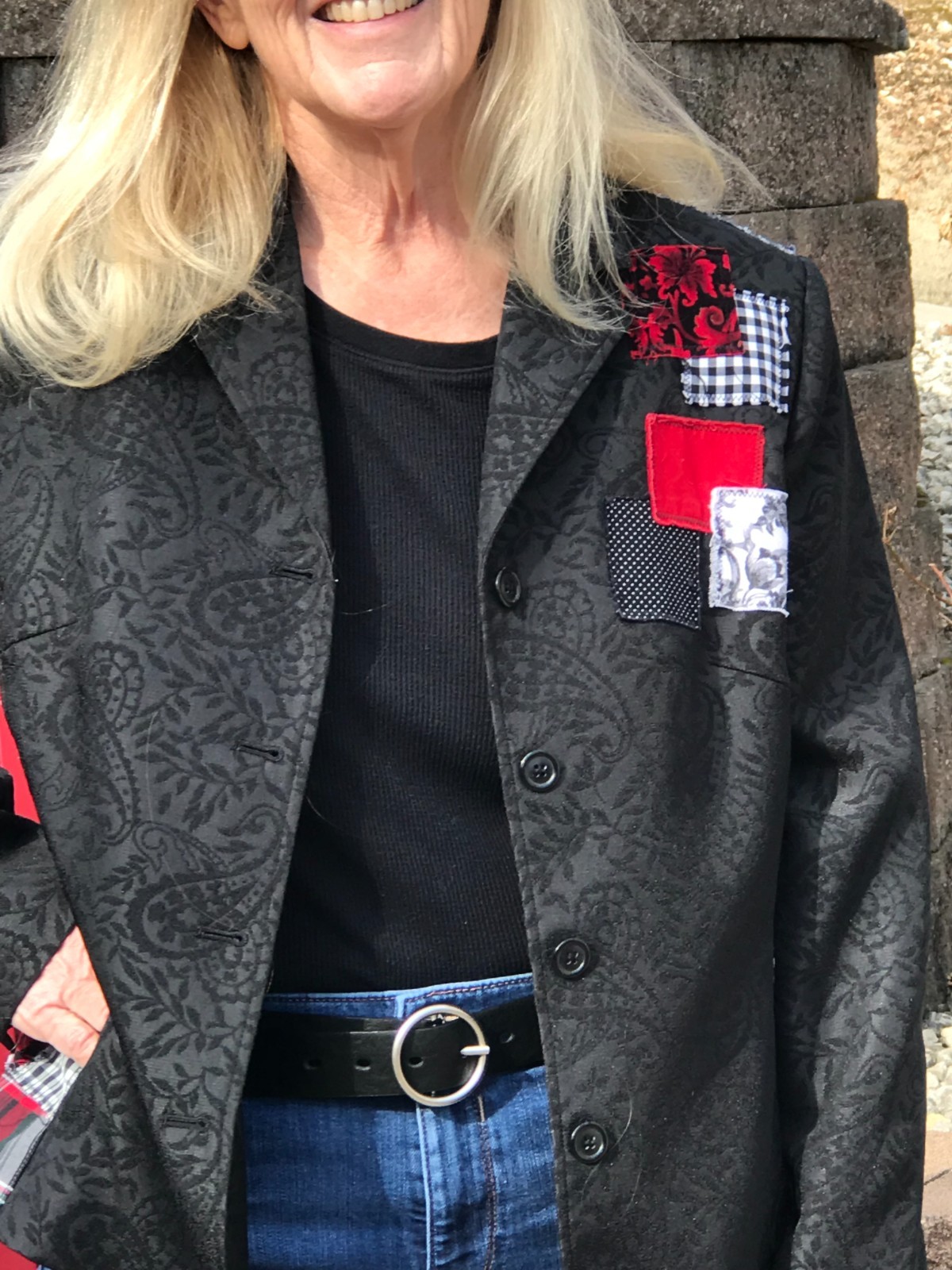 Upcycled Patchwork Jacket, Handcrafted Boho Red B… - image 12