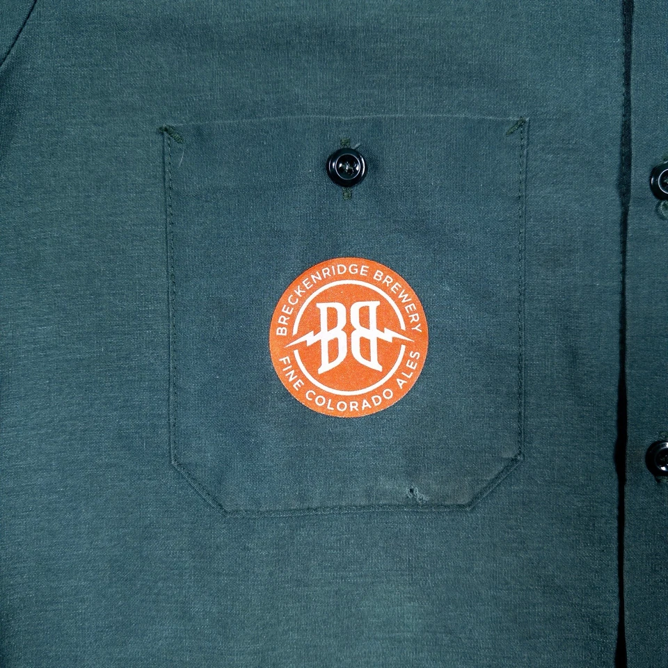 Red Kap Breckenridge Brewery Work Shirt Green Button Front Men’s Medium READ - Image 4 of 4