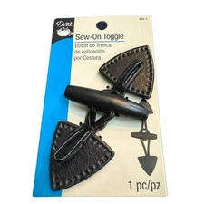 Dritz 454-1 Sew-On Toggle-Black W/Black Wooden Button For Jackets, Coats, Shawls