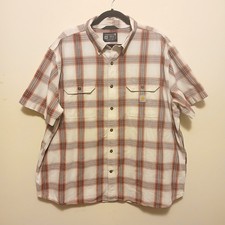 Carhartt Loose Fit Shirt Blue Short Sleeve Button Down Men's Size 2XL