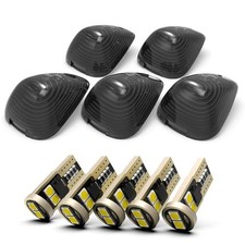 5pcs Cab Marker Lights Smoked Lens Covers and White Smoke Lens White Blubs