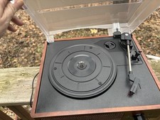 3 Speed Retro Bluetooth Turntable Player Built-in Speakers Brown M49A Works 