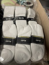 RND 12 Pack White High Performance Crew Socks Mens Size 10-13 NWT