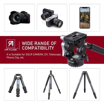 Compact Fluid Video Head Panoramic Pan Tilt Head Tripod Head W/ QR Plate