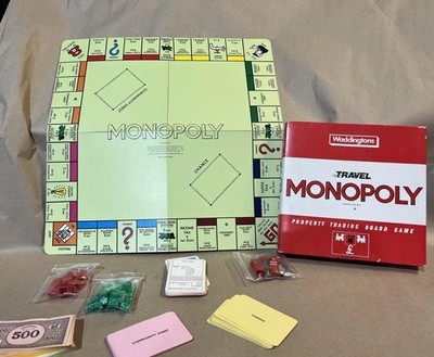 Vintage Monopoly Waddingtons 1970's Travel Edition Red Box