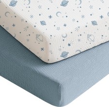 Muslin Crib Sheets for Boys, Soft Cotton Neutral Baby Sheets for Standard Crib