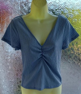 New Look Ladies Blue Cap Sleeve Summer Top, Size 14, Vgc. - Image 1 of 2