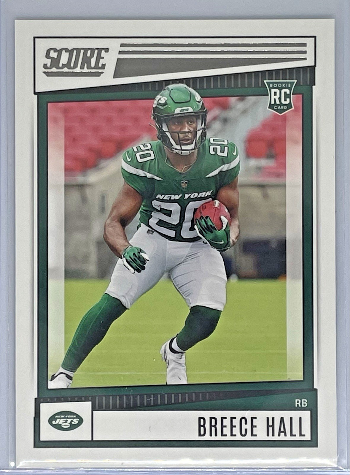 2022 Panini Score NFL Football Breece Hall Rookie Card Base #330 New York Jets
