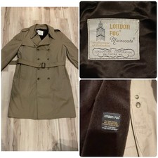 London Fog Maincoats Trench Coat Size 46 Long Zip Out Faux Fur Lining Heritage