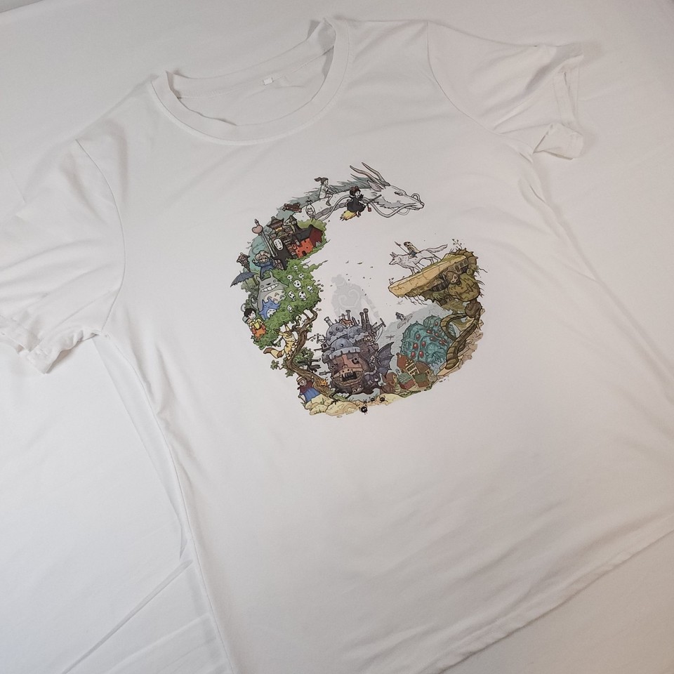 Women's Large Studio Ghibli "G" Character Graphic T-Shirt | White Anime Tee