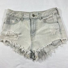 DIVIDED H M Denim Jean Raw Hem Distressed Light Wash Shorts Size 4