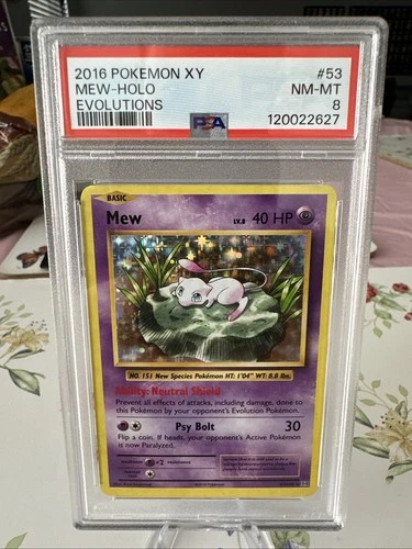2016 POKEMON XY EVOLUTIONS #53 MEW HOLO PSA 8