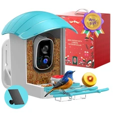 Bird Feeder with Camera Solar Powered: Smart Bird Feeders for Outdoors Garden...