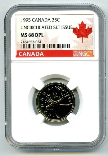 1995 CANADA 25 CENT NGC MS68 DPL DEEP PROOF LIKE COIN UNC QUARTER DOLLAR POP 6