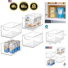 Compact Stackable Storage Bins - 4-Pack Kitchen Home Organizer Solutions
