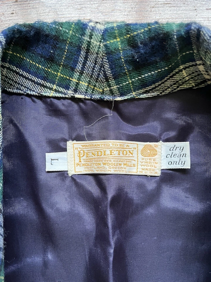 Bata a Cuadros Pendleton Verde Vintage Años 70 Excelente Estado Talla L Foto 3 de 4