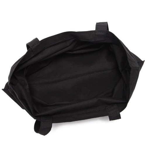 Black 100% Cotton Reusable Eco Shopping Library Travel Carry/Shoulder/Tote Bag - Picture 6 of 9