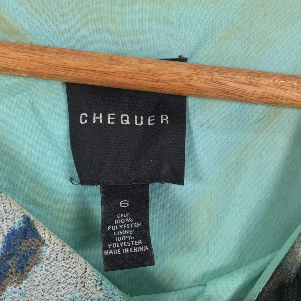 Vestido mujer a cuadros talla US 6 aus 10 lápiz azul geométrico manga corta 041036 Foto 3 de 4