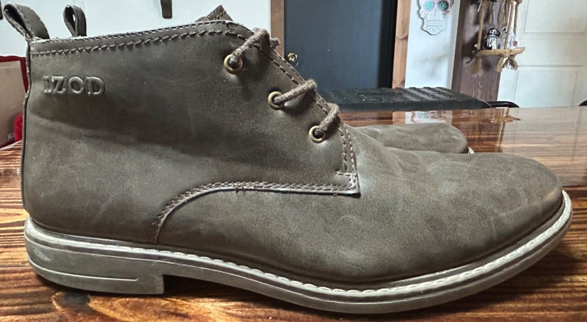 IZOD Chocolate Brown Cally Chukka Boots IZOD Cally Brown Leather Casual Chukka Boots Mens Size 9 M  main image 3